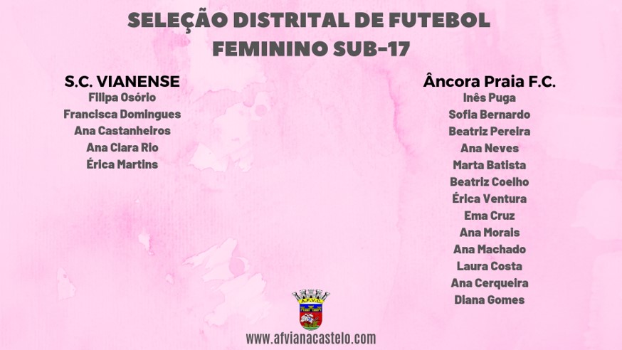 CONVOCATÓRIA - Seleção Distrital de Futebol Feminino Sub-17